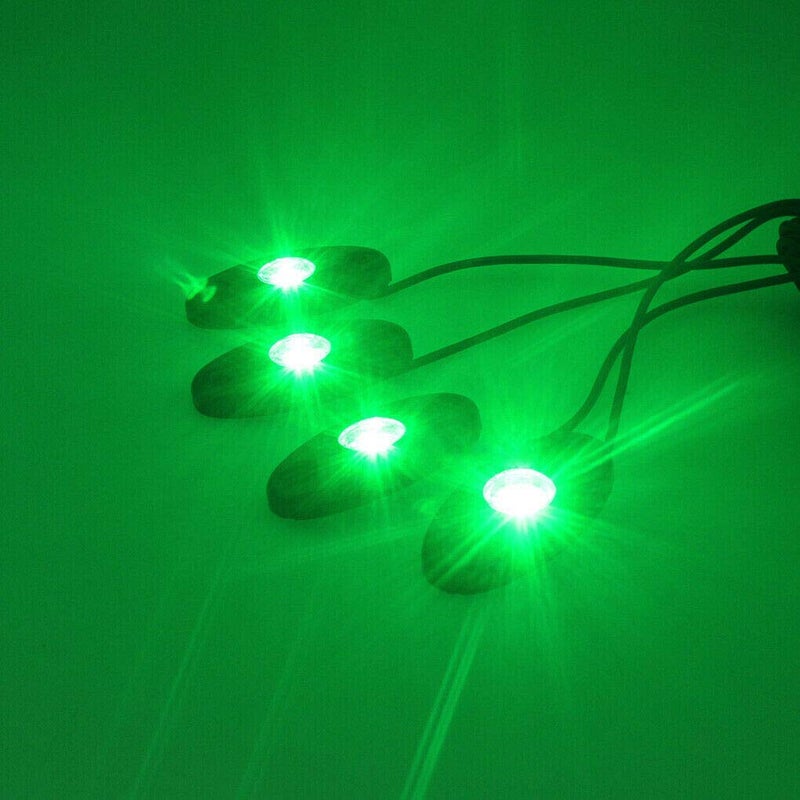 FABOOD F 4 Pods LED Rock Light for Jeep ATV SUV Offroad Car Truck Boat Underbody Glow Trail Rig Lamp Underglow LED Neon Lights Waterproof 12V 24V - Green - Image 3